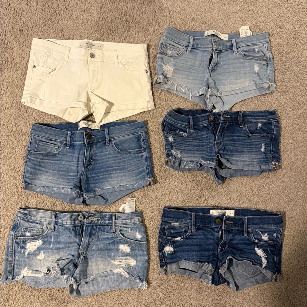 Abercrombie & Fitch Women's Denim and Cream Jean Shorts